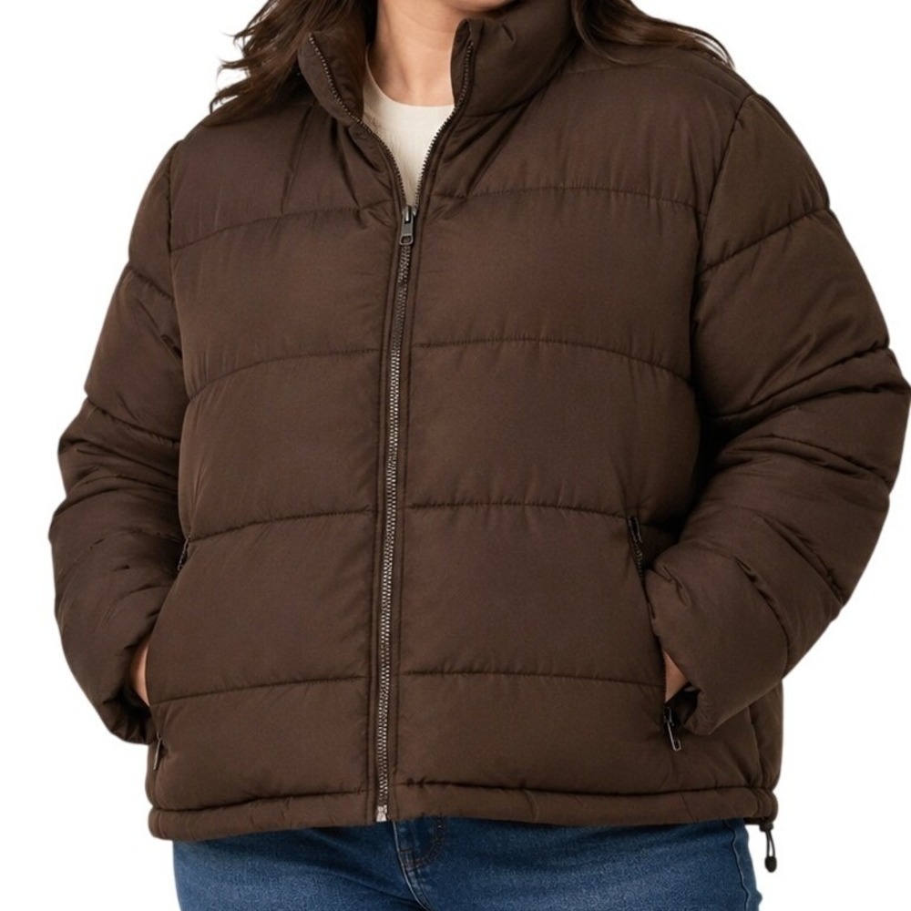 The Drop Coffee Brown Puffer Jacket Women's 2X